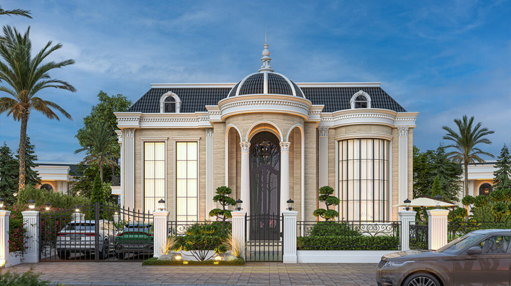 [size] m² villa exterior, [project], e.g. "240 m² villa exterior, Address Erbil"